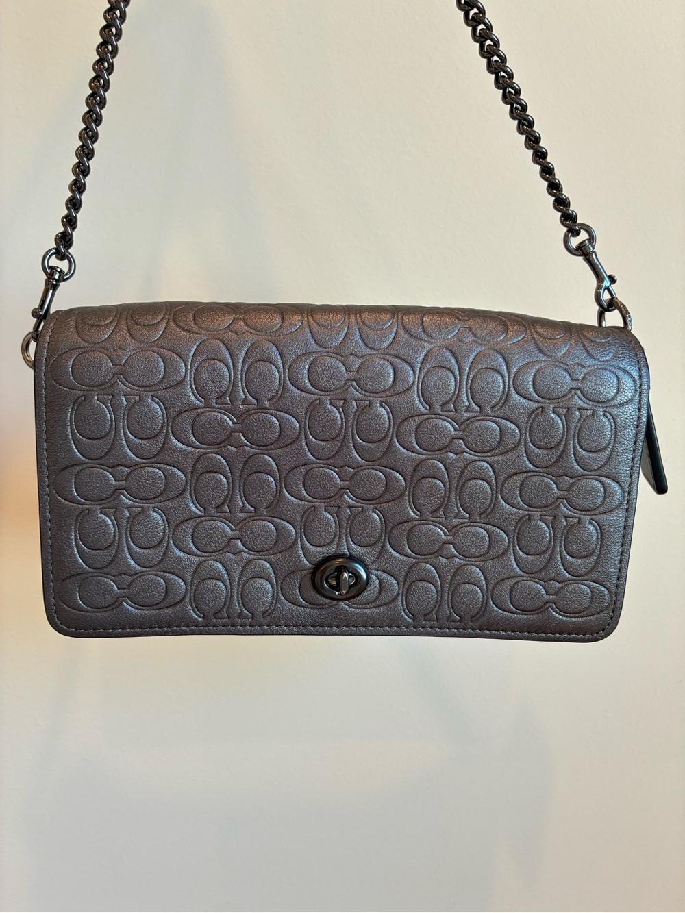 Coach Restored Dinky In Signature Leather Gray Charcoal